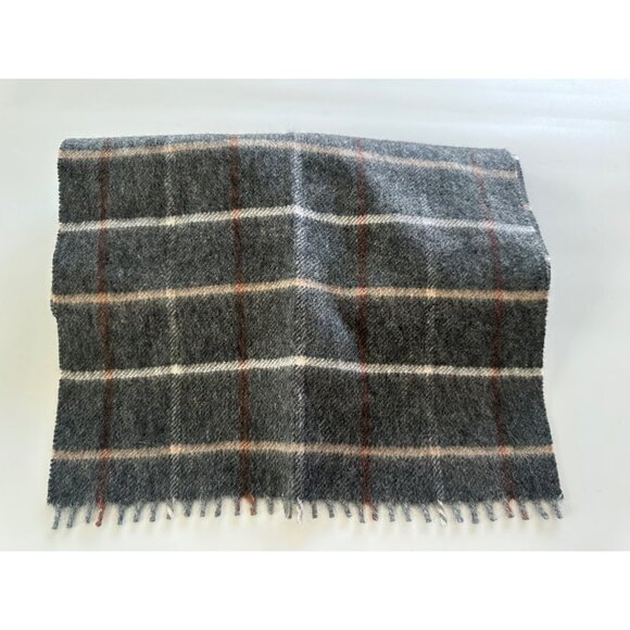 Kenneth Roberts 100% Cashmere Men's Grey Plaid Fringe Scarf - Picture 2 of 4